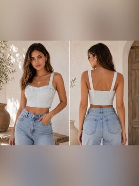 Maeve Off White Bustier Top from Anthropologie Size Medium NWT